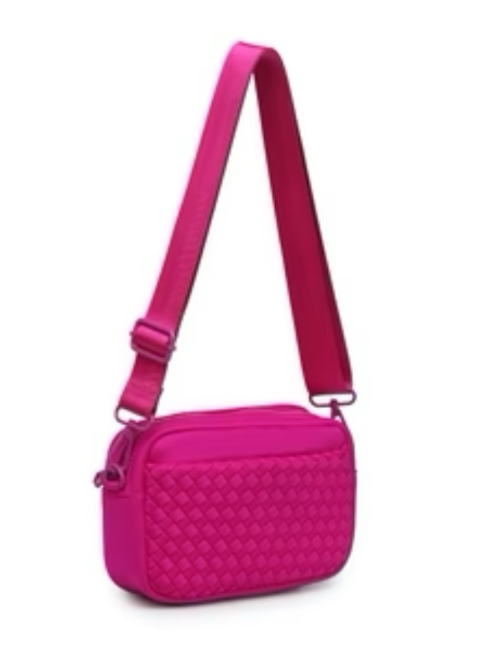 NWT Sol and Selene Fuchsia Neoprene Woven Crossbody Bag - Picture 5 of 9